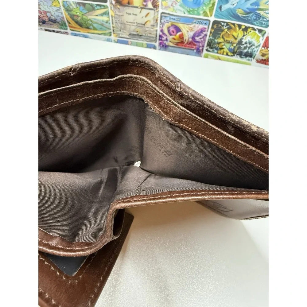 Bullcaptain Genuine Leather Trifold Wallet Brown RFID Style 3.5x4.5